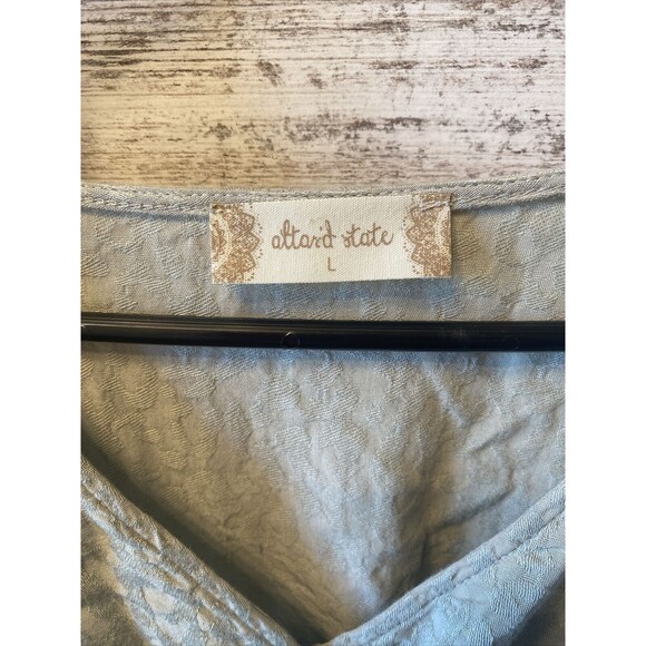 Altar d' State Smocked Crop Top Women Size Large Green Rayon Ruffle Boho Hippie - Picture 2 of 7